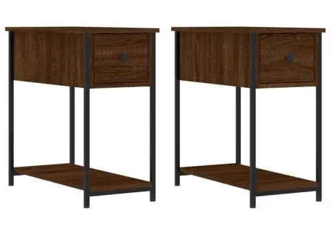 Noptiere, 2 buc., stejar maro, 30x60x60 cm, lemn prelucrat - 2/5