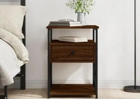 Noptieră, stejar maro, 40x42x55 cm, lemn prelucrat - 1/5