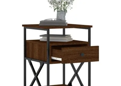 Noptieră, stejar maro, 40x42x55 cm, lemn prelucrat - 4/5