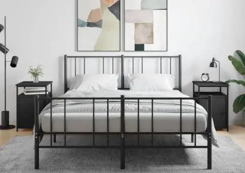 Noptiere, 2 buc., negru, 40x42x60 cm, lemn prelucrat - 1/5