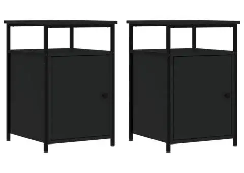 Noptiere, 2 buc., negru, 40x42x60 cm, lemn prelucrat - 2/5