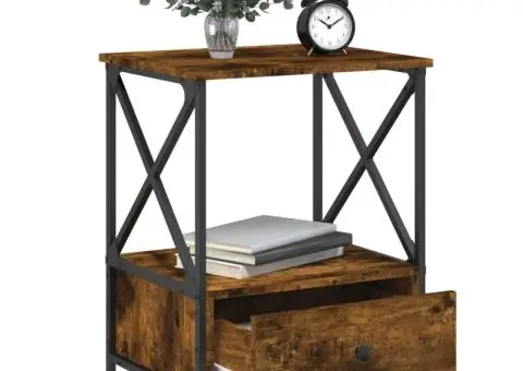 Noptiere, 2 buc., stejar fumuriu, 50x41x65 cm, lemn compozit - 4/5