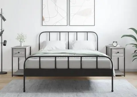 Noptiere, 2 buc., gri sonoma, 30x60x60 cm, lemn prelucrat - 1/5