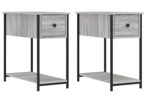 Noptiere, 2 buc., gri sonoma, 30x60x60 cm, lemn prelucrat - 2/5