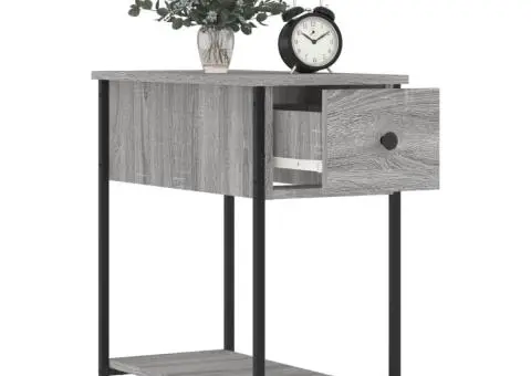 Noptiere, 2 buc., gri sonoma, 30x60x60 cm, lemn prelucrat - 4/5