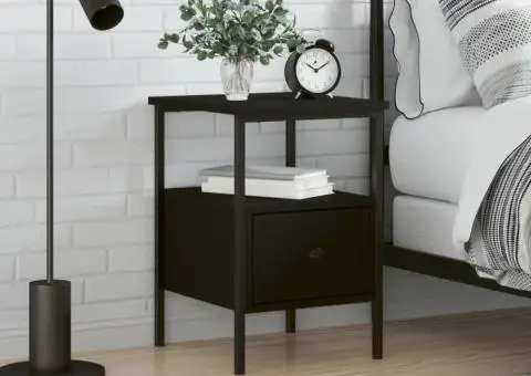 Noptieră, negru, 34x36x50 cm, lemn compozit - 1/5