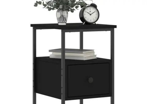 Noptieră, negru, 34x36x50 cm, lemn compozit - 3/5