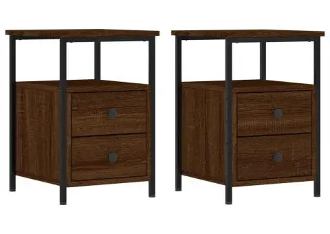 Noptiere, 2 buc., stejar maro, 34x35,5x50 cm, lemn compozit - 2/5