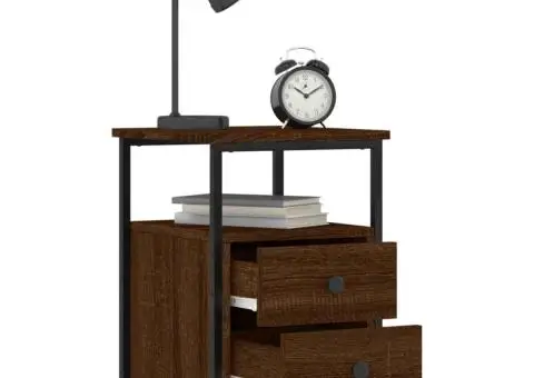 Noptiere, 2 buc., stejar maro, 34x35,5x50 cm, lemn compozit - 4/5