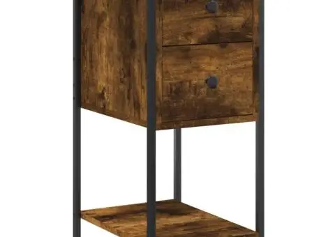 Noptieră, stejar fumuriu, 32x42x70 cm, lemn compozit - 2/5