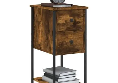 Noptieră, stejar fumuriu, 32x42x70 cm, lemn compozit - 3/5