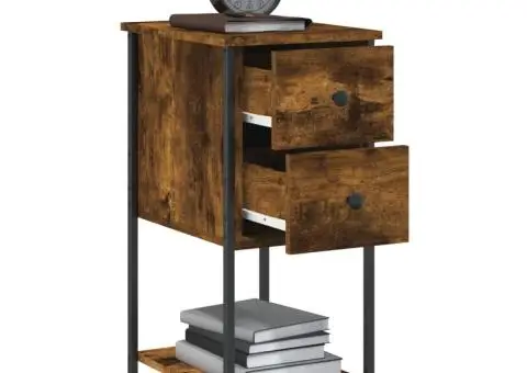 Noptieră, stejar fumuriu, 32x42x70 cm, lemn compozit - 4/5