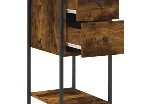 Noptieră, stejar fumuriu, 32x42x70 cm, lemn compozit - 5/5