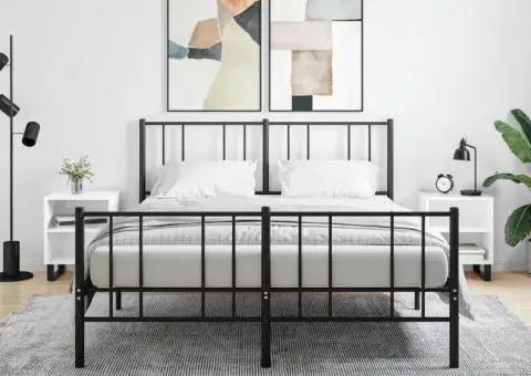 Noptiere, 2 buc., alb extralucios, 40x30x50 cm, lemn compozit - 1/5