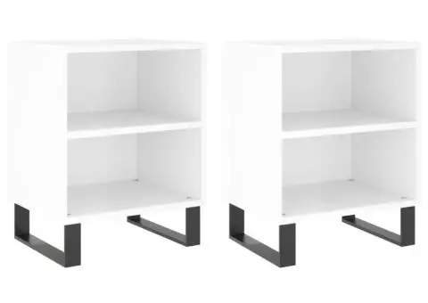 Noptiere, 2 buc., alb extralucios, 40x30x50 cm, lemn compozit - 2/5