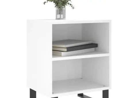 Noptiere, 2 buc., alb extralucios, 40x30x50 cm, lemn compozit - 3/5