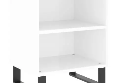 Noptiere, 2 buc., alb extralucios, 40x30x50 cm, lemn compozit - 4/5