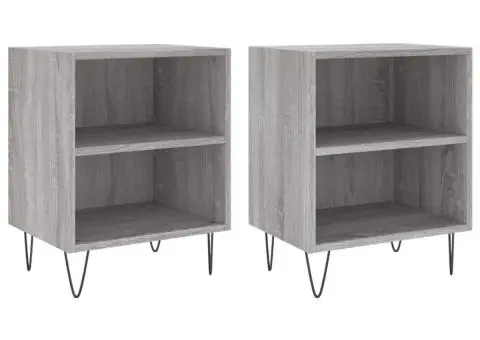 Noptiere, 2 buc., gri sonoma, 40x30x50 cm, lemn compozit - 2/5