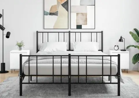 Noptiere, 2 buc, alb, 40x30x50 cm, lemn compozit - 1/5