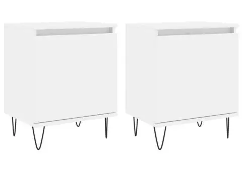 Noptiere, 2 buc, alb, 40x30x50 cm, lemn compozit - 2/5