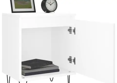 Noptiere, 2 buc, alb, 40x30x50 cm, lemn compozit - 4/5