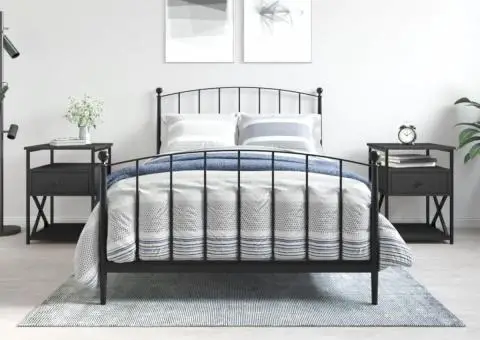 Noptiere, 2 buc., negru, 40x42x55 cm, lemn prelucrat - 1/5