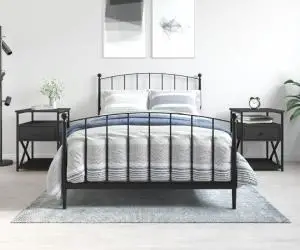 vidaXL Noptiere, 2 buc., negru, 40x42x55 cm, lemn prelucrat