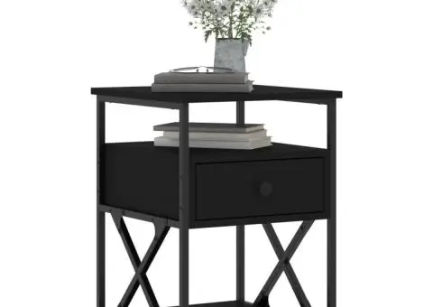 Noptiere, 2 buc., negru, 40x42x55 cm, lemn prelucrat - 3/5