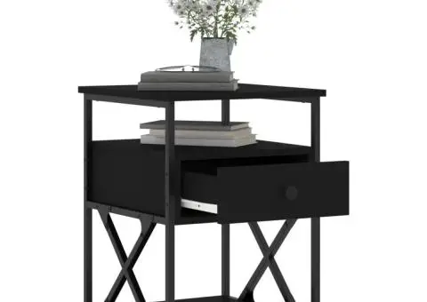 Noptiere, 2 buc., negru, 40x42x55 cm, lemn prelucrat - 4/5