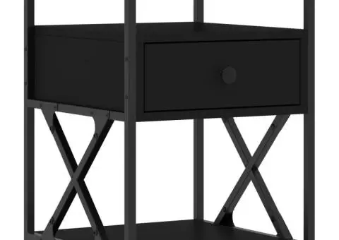 Noptiere, 2 buc., negru, 40x42x55 cm, lemn prelucrat - 5/5