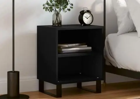 Noptieră, negru, 40x30x50 cm, lemn compozit - 1/5