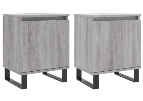 Noptiere, 2 buc., gri sonoma, 40x30x50 cm, lemn compozit - 2/5