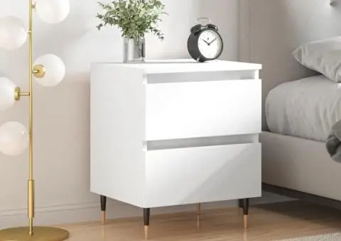 Noptieră, alb, 40x35x50 cm, lemn prelucrat - 1/5