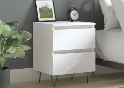 Noptieră, alb, 40x35x50 cm, lemn prelucrat - 1/5