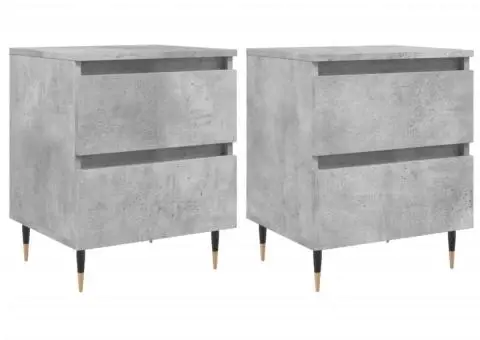 Noptiere, 2 buc., gri beton, 40x35x50 cm, lemn compozit - 2/5