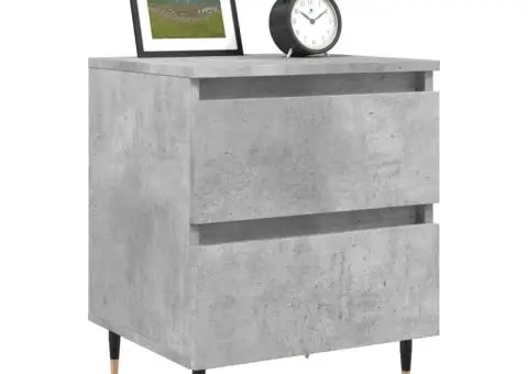 Noptiere, 2 buc., gri beton, 40x35x50 cm, lemn compozit - 3/5