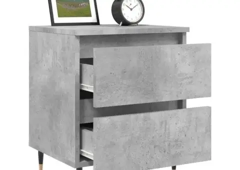 Noptiere, 2 buc., gri beton, 40x35x50 cm, lemn compozit - 4/5