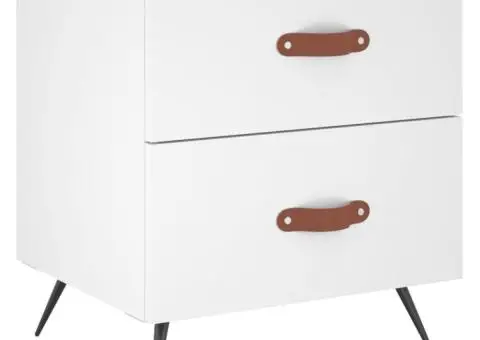 Noptieră, alb, 40x35x47,5 cm, lemn compozit - 2/5