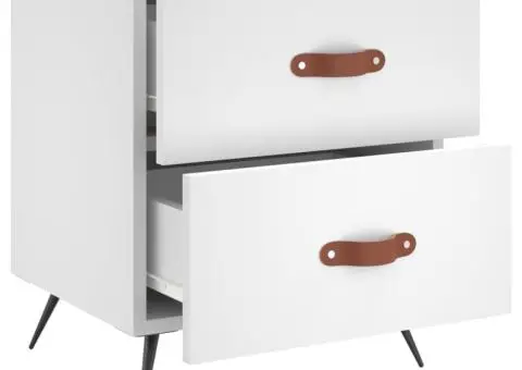 Noptieră, alb, 40x35x47,5 cm, lemn compozit - 3/5