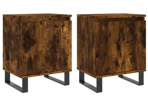 Noptiere, 2 buc., stejar fumuriu, 40x30x50 cm, lemn compozit - 2/5