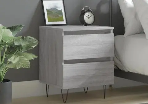 Noptieră, gri sonoma, 40x35x50 cm, lemn compozit - 1/5