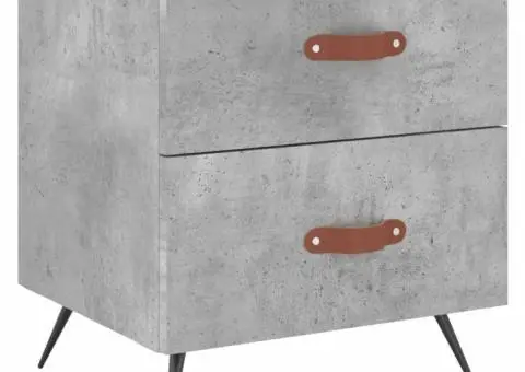 Noptieră, gri beton, 40x35x47,5 cm, lemn compozit - 2/5