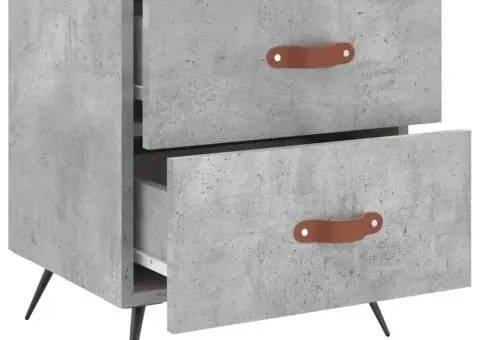 Noptieră, gri beton, 40x35x47,5 cm, lemn compozit - 3/5