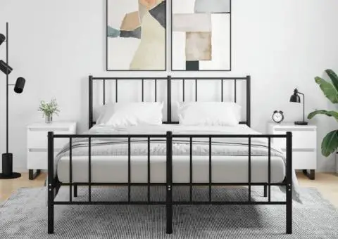 Noptiere, 2 buc., alb extralucios, 40x35x50 cm, lemn compozit - 1/5