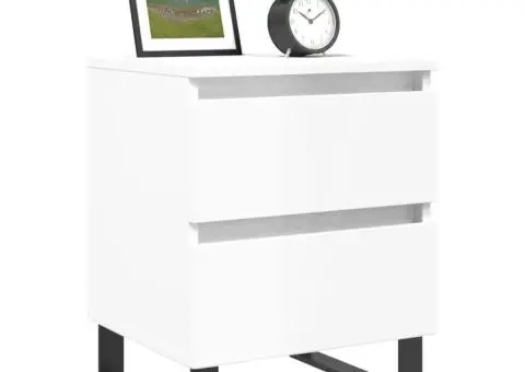 Noptiere, 2 buc., alb extralucios, 40x35x50 cm, lemn compozit - 3/5