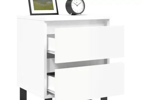 Noptiere, 2 buc., alb extralucios, 40x35x50 cm, lemn compozit - 4/5