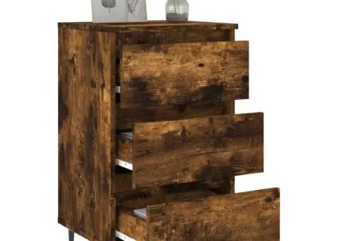 Noptiere, 2 buc., stejar fumuriu, 40x35x69 cm, lemn compozit - 4/5