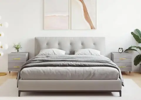 Noptiere, 2 buc., gri sonoma, 40x35x47,5 cm, lemn compozit - 1/5