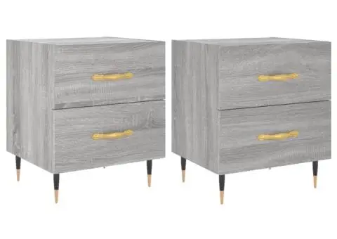 Noptiere, 2 buc., gri sonoma, 40x35x47,5 cm, lemn compozit - 2/5