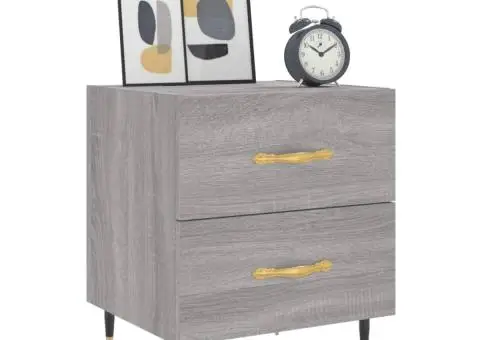 Noptiere, 2 buc., gri sonoma, 40x35x47,5 cm, lemn compozit - 3/5